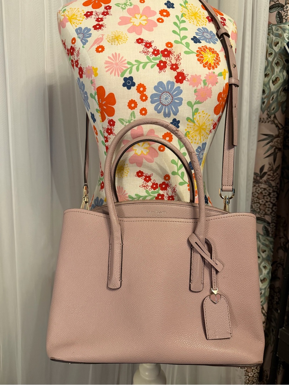 kate spade Dusty Pink Pebbled Leather Convertible Shoulder Bag